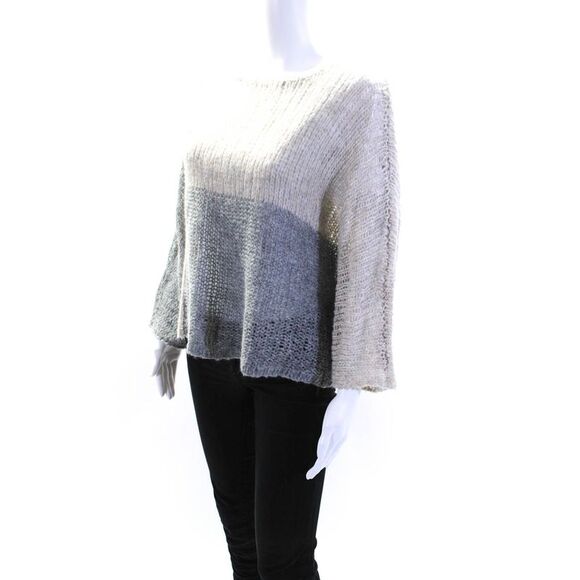 The Fisher Project Womens Color Block Loose Knit Oversize Sweater Gray Small - Picture 2 of 5